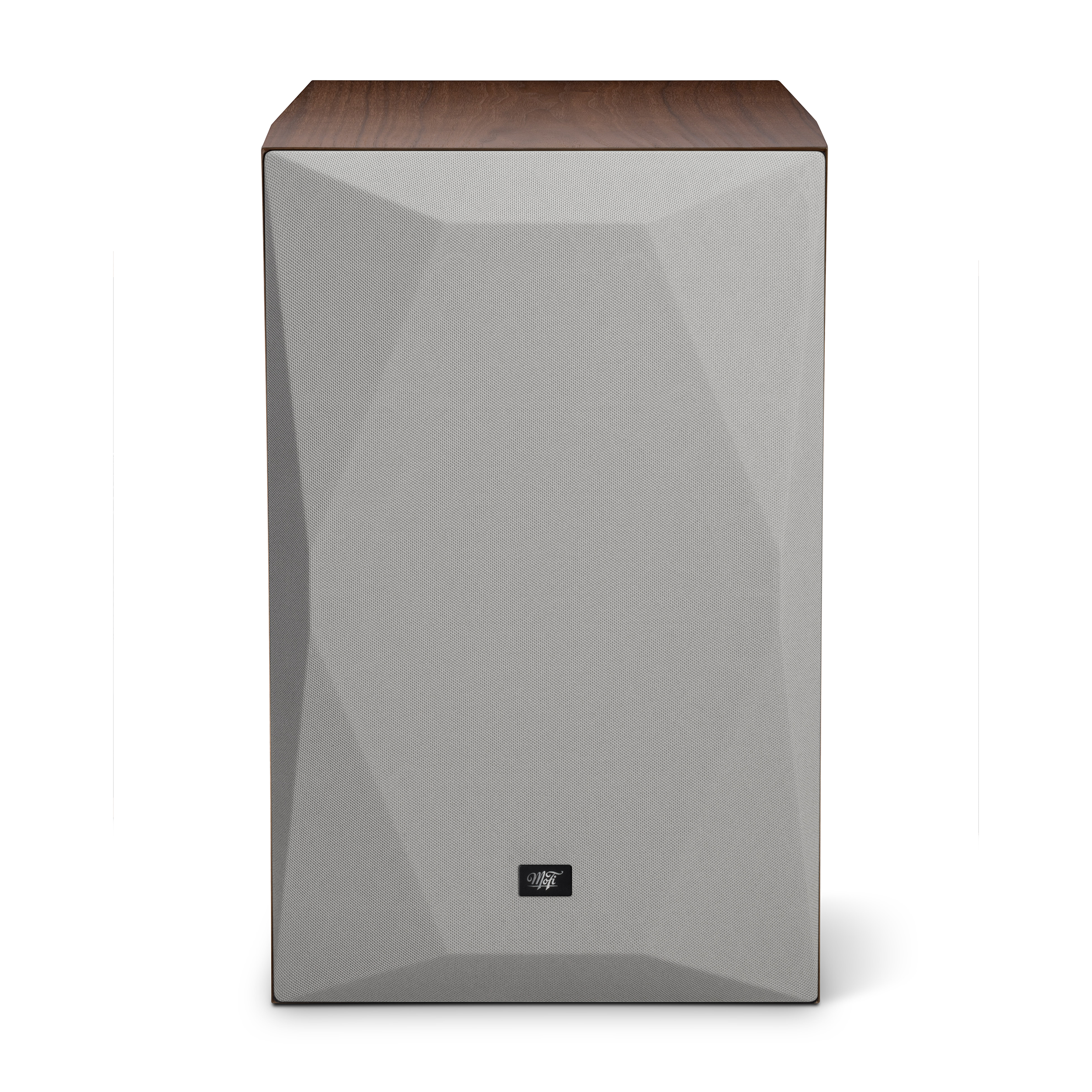 MoFi_SourcePoint_10_Loudspeakers_Walnut_Single_Grey_Grill.png MoFi SourcePoint 10 in walnoot met grijze grille