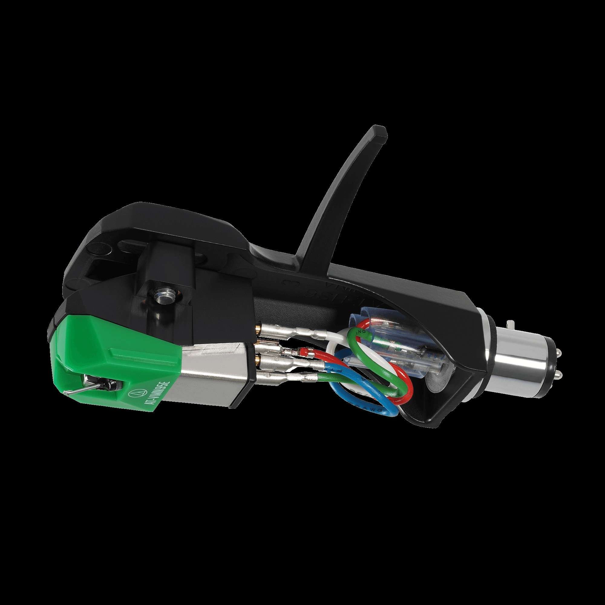 Audio-Technica AT-VM95EBK/H cartridge mounted on an AT-HS6 headshell Audio-Technica AT-VM95EBK/H cartridge mounted on an AT-HS6 headshell